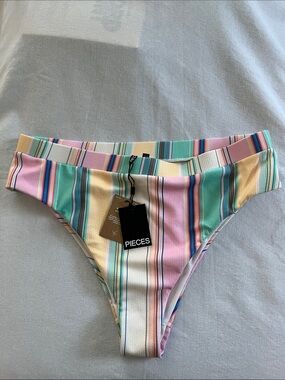 PIECES Pastel Stripe Bikini Bottom - Multi